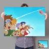 Anime Digimon Poster Wall Art Canvas Painting Taichi Yagami Yamato Ishida Agumon Tyrannosaurus Battle Tyrannosauru Decorate 9 - Digimon Merch