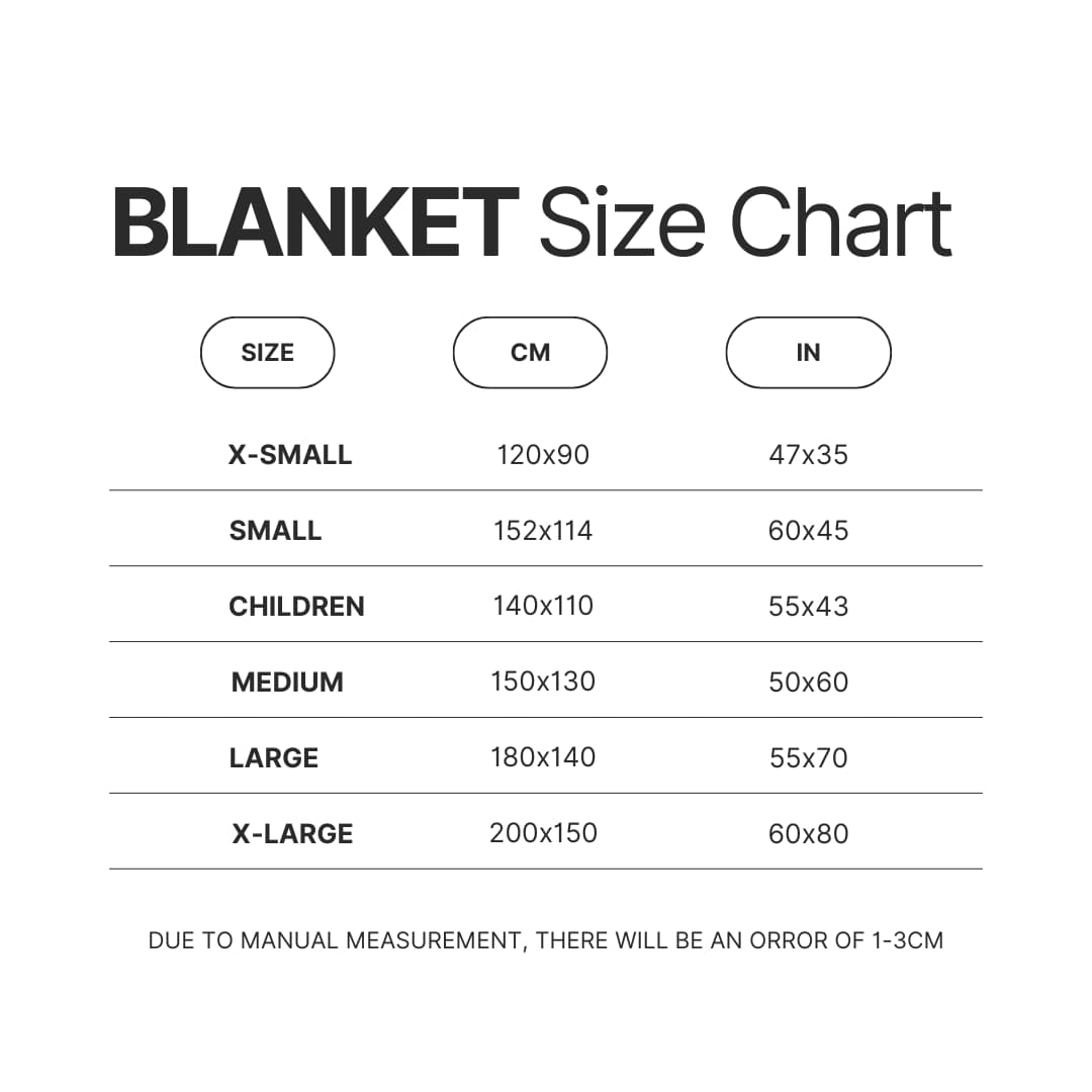 Blanket Size Chart - Digimon Merch