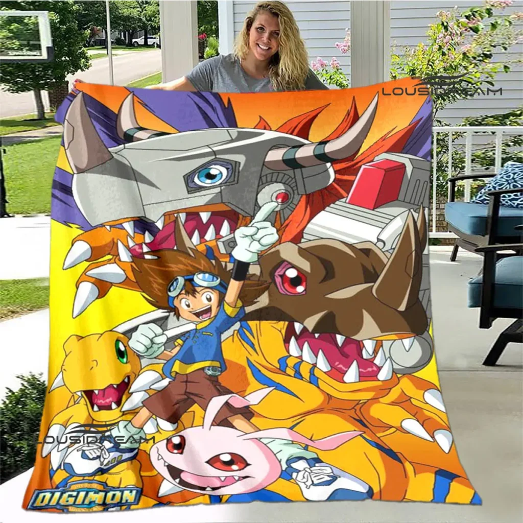 Digimon cartoon Printing blanket Children s Warm blanket Framine Soft and Comfortable Home Travel blanket Birthday 1 - Digimon Merch