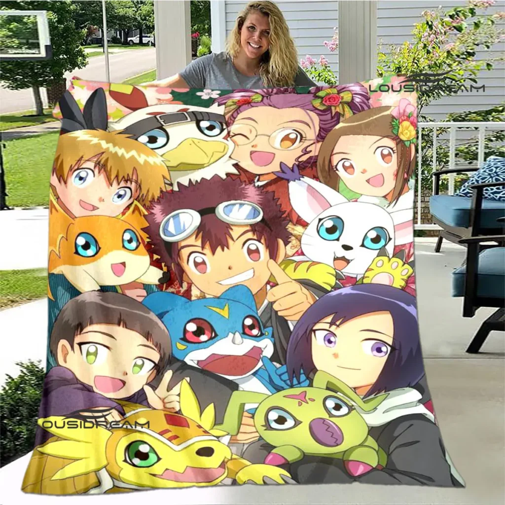 Digimon cartoon Printing blanket Children s Warm blanket Framine Soft and Comfortable Home Travel blanket Birthday 10 - Digimon Merch