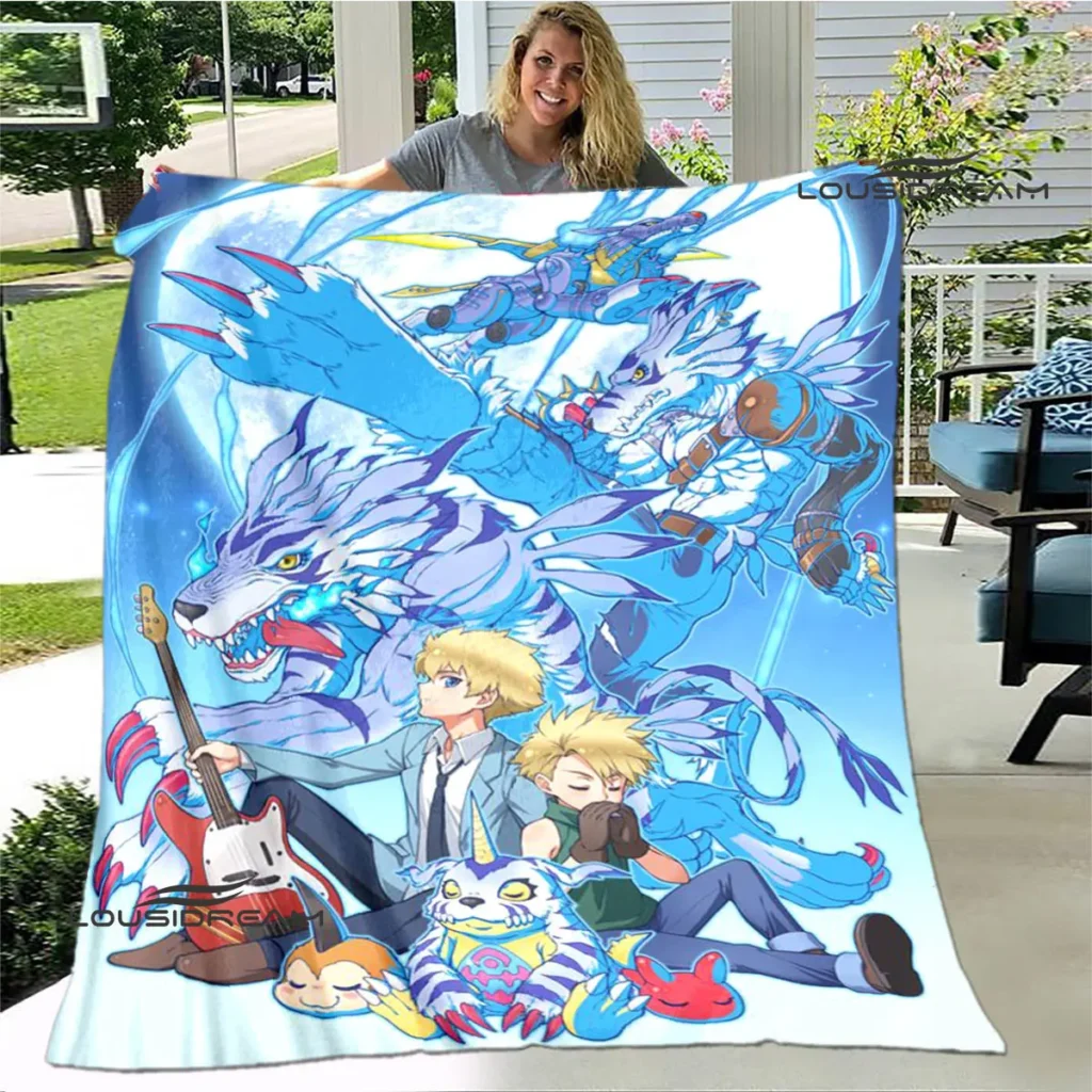 Digimon cartoon Printing blanket Children s Warm blanket Framine Soft and Comfortable Home Travel blanket Birthday 11 - Digimon Merch