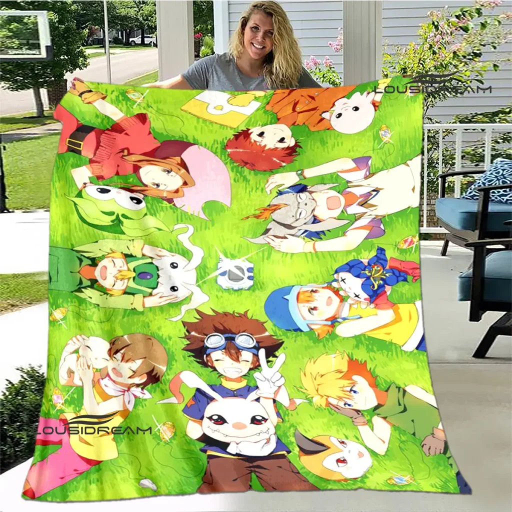 Digimon cartoon Printing blanket Children s Warm blanket Framine Soft and Comfortable Home Travel blanket Birthday 13 - Digimon Merch