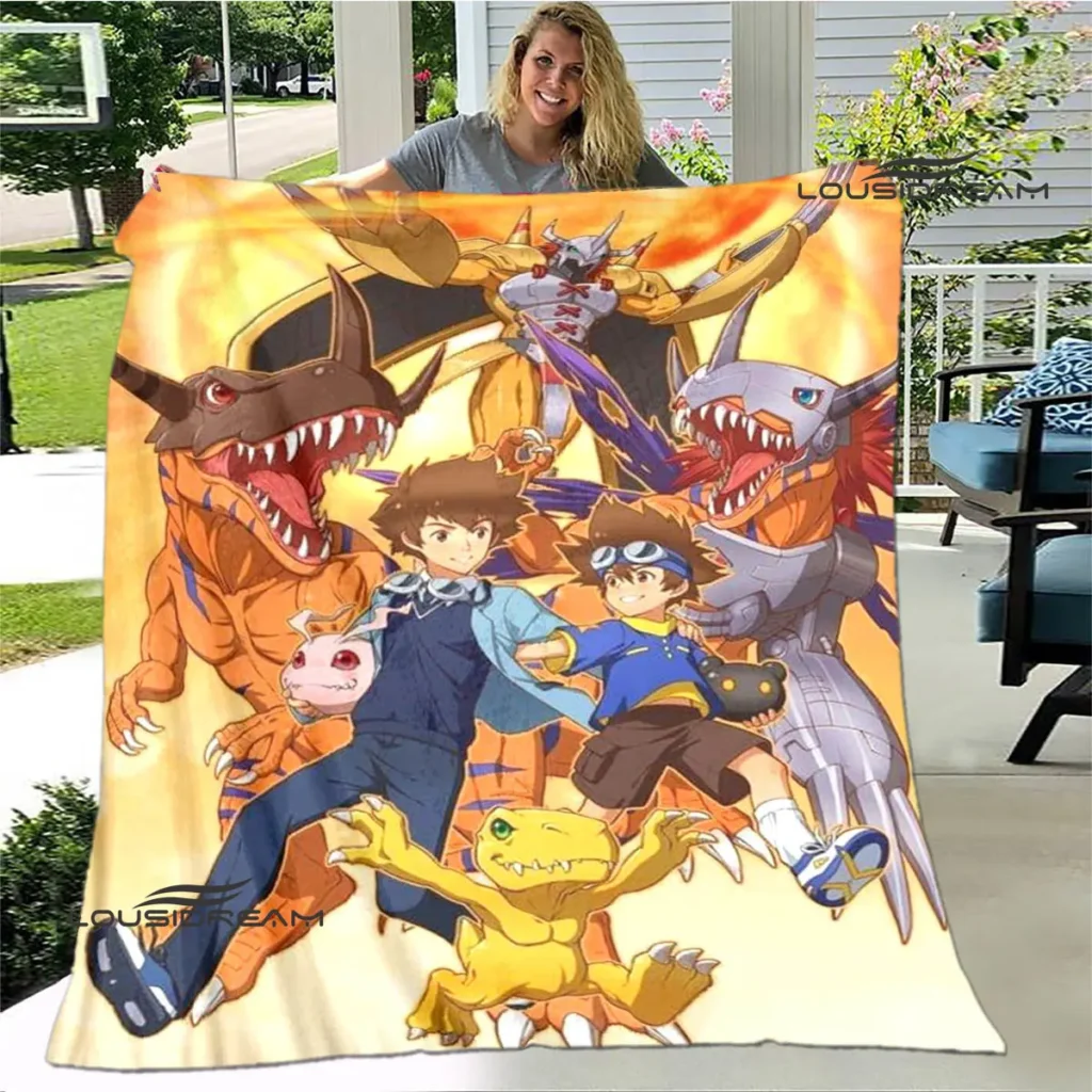 Digimon cartoon Printing blanket Children s Warm blanket Framine Soft and Comfortable Home Travel blanket Birthday 15 - Digimon Merch