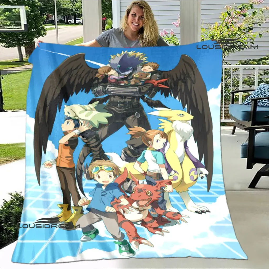 Digimon cartoon Printing blanket Children s Warm blanket Framine Soft and Comfortable Home Travel blanket Birthday 19 - Digimon Merch