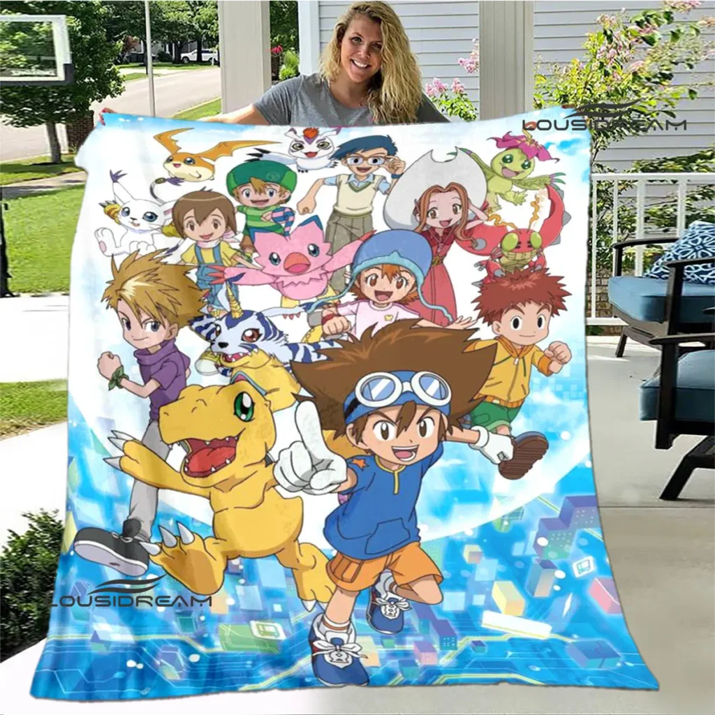 Digimon cartoon Printing blanket Children s Warm blanket Framine Soft and Comfortable Home Travel blanket Birthday 20 - Digimon Merch