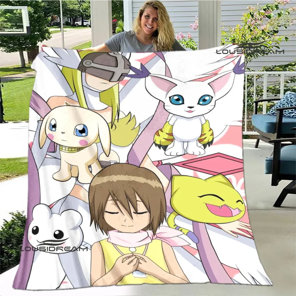 Digimon cartoon Printing blanket Children s Warm blanket Framine Soft and Comfortable Home Travel blanket Birthday 21 - Digimon Merch