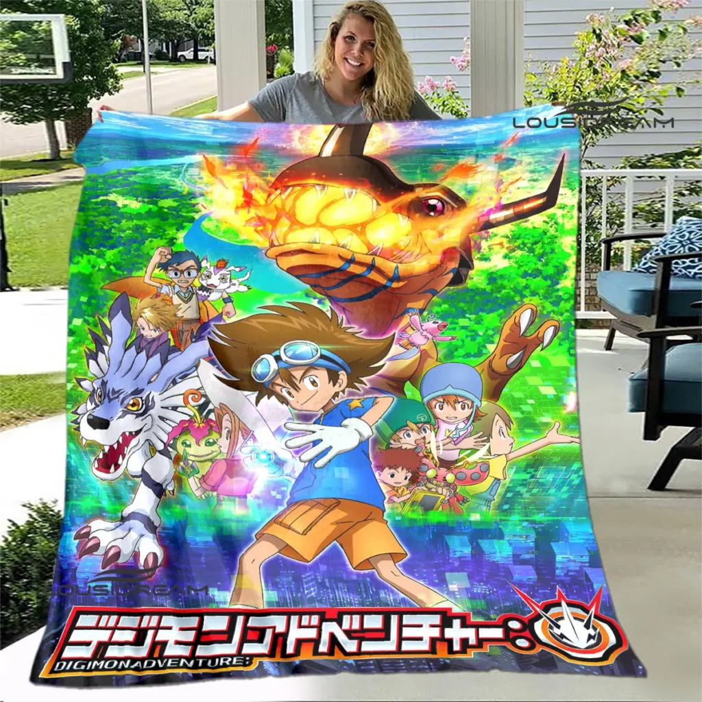 Digimon cartoon Printing blanket Children s Warm blanket Framine Soft and Comfortable Home Travel blanket Birthday 22 - Digimon Merch