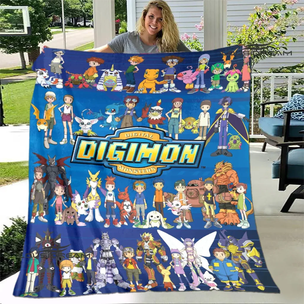 Digimon cartoon Printing blanket Children s Warm blanket Framine Soft and Comfortable Home Travel blanket Birthday 23 - Digimon Merch