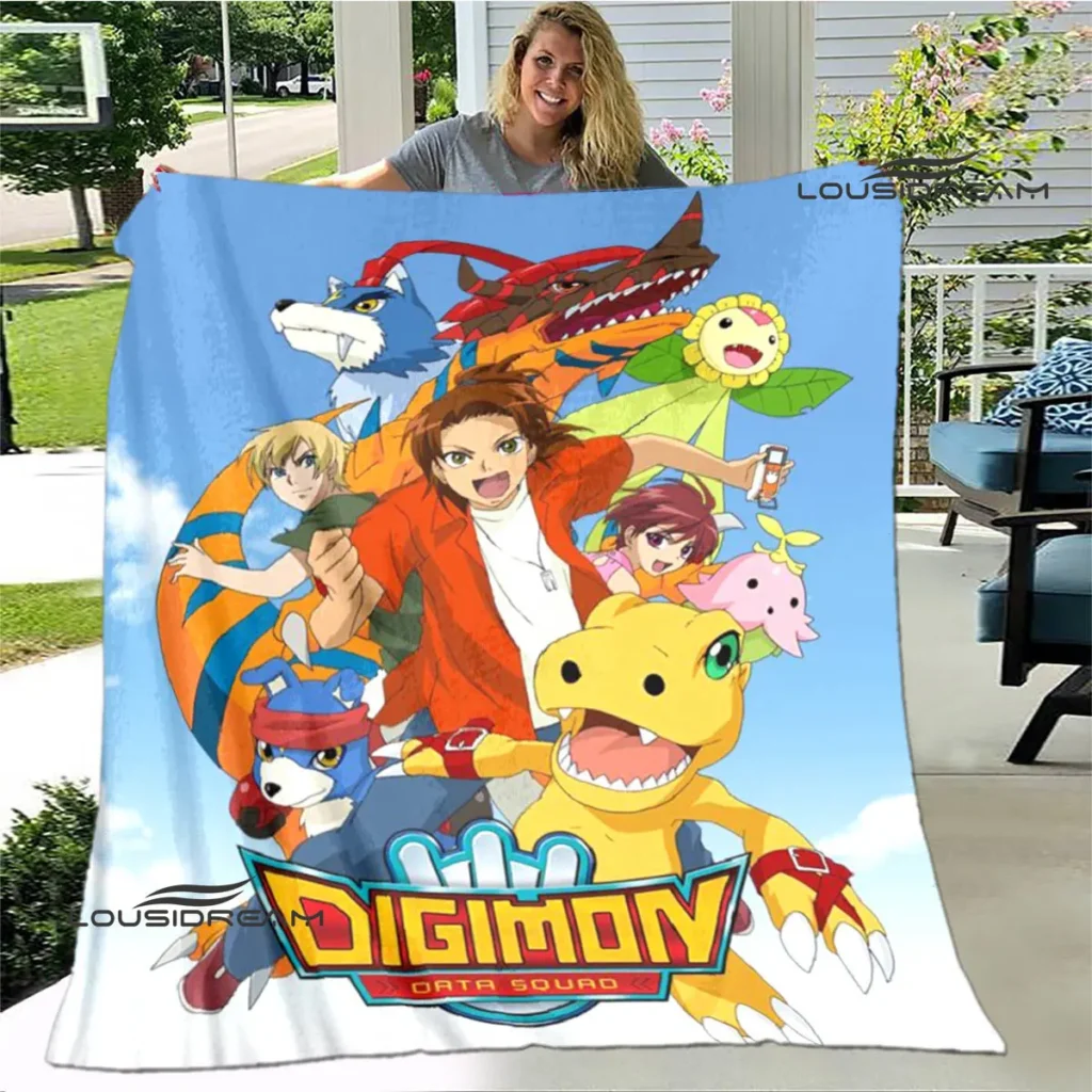 Digimon cartoon Printing blanket Children s Warm blanket Framine Soft and Comfortable Home Travel blanket Birthday 24 - Digimon Merch