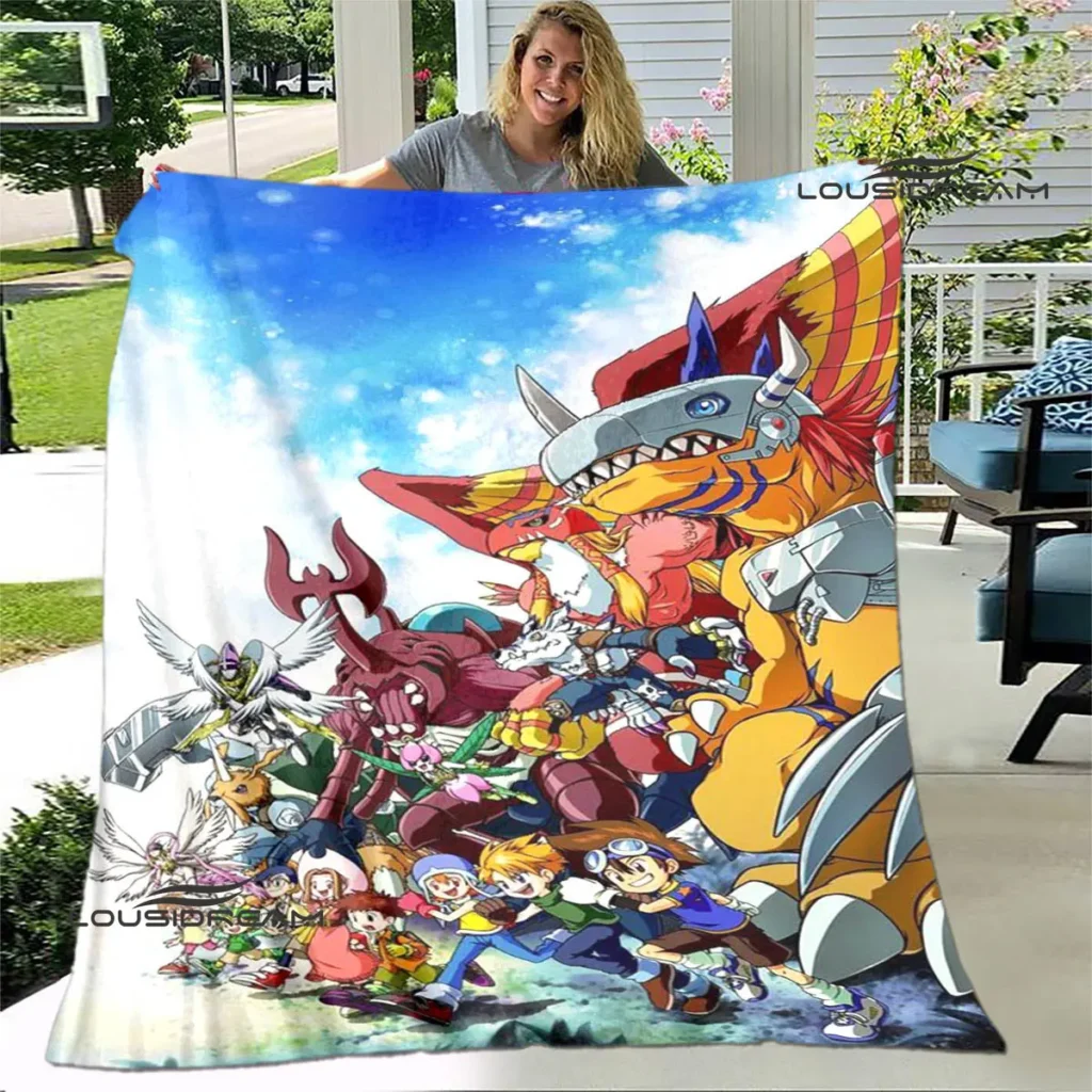 Digimon cartoon Printing blanket Children s Warm blanket Framine Soft and Comfortable Home Travel blanket Birthday 27 - Digimon Merch