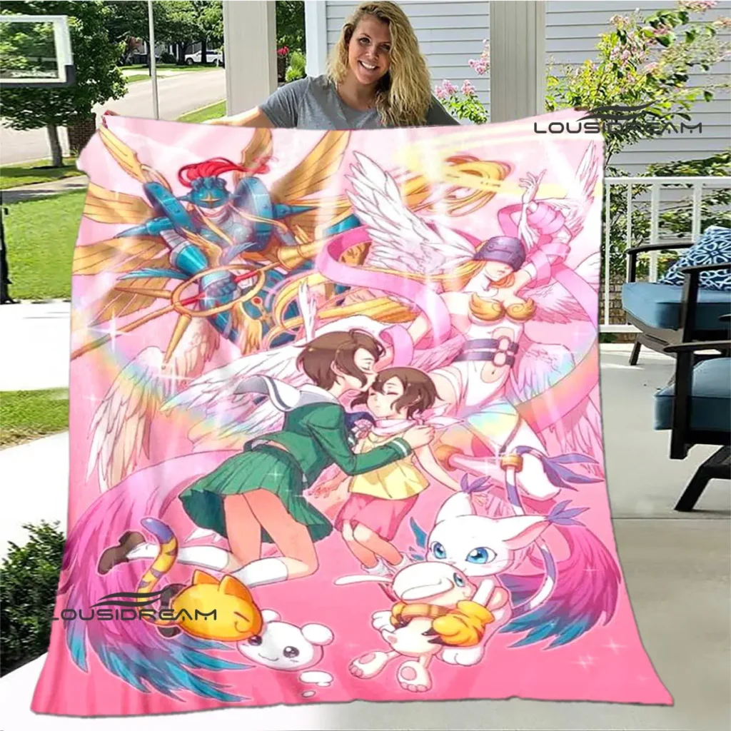 Digimon cartoon Printing blanket Children s Warm blanket Framine Soft and Comfortable Home Travel blanket Birthday 29 - Digimon Merch