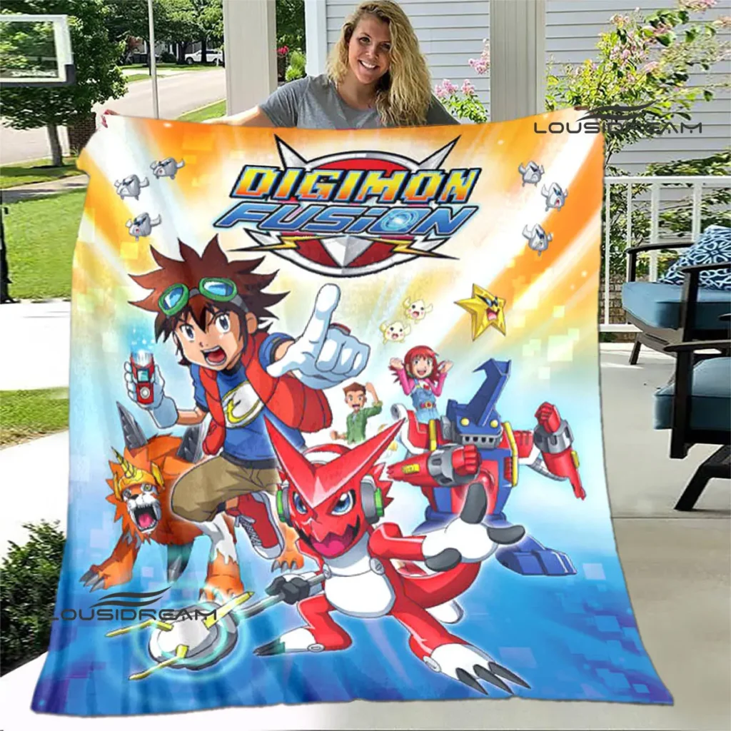 Digimon cartoon Printing blanket Children s Warm blanket Framine Soft and Comfortable Home Travel blanket Birthday 9 - Digimon Merch