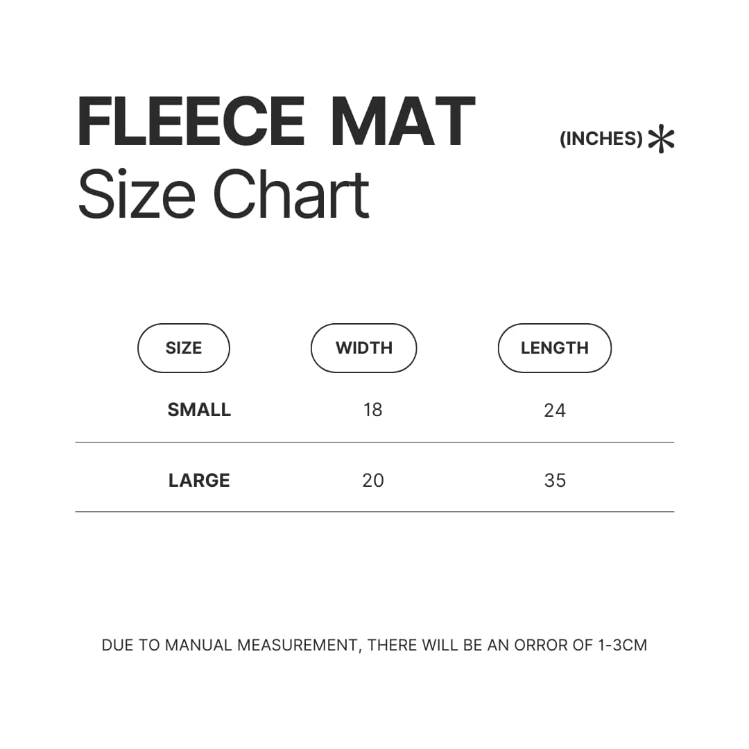 Fleece Mat Size Chart - Digimon Merch