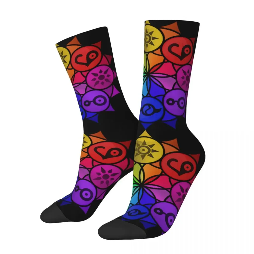 Hip Hop Retro Crests Mandala Crazy Men s Socks Unisex Digital Monster Digimon Anime Harajuku Seamless - Digimon Merch