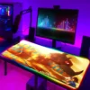 Laptop Gamer Digimon Rgb Mouse Pad Gaming Luminous Backlight With Wire Mousepad Anime Desk Protector Computer 1 - Digimon Merch