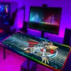 Laptop Gamer Digimon Rgb Mouse Pad Gaming Luminous Backlight With Wire Mousepad Anime Desk Protector Computer 2 - Digimon Merch