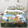 New Cartoon Digimon Printed Bedding Set Kid s Bedroom Duvet Cover Pillow Case Single Bed Double 17 - Digimon Merch