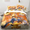 New Cartoon Digimon Printed Bedding Set Kid s Bedroom Duvet Cover Pillow Case Single Bed Double 4 - Digimon Merch