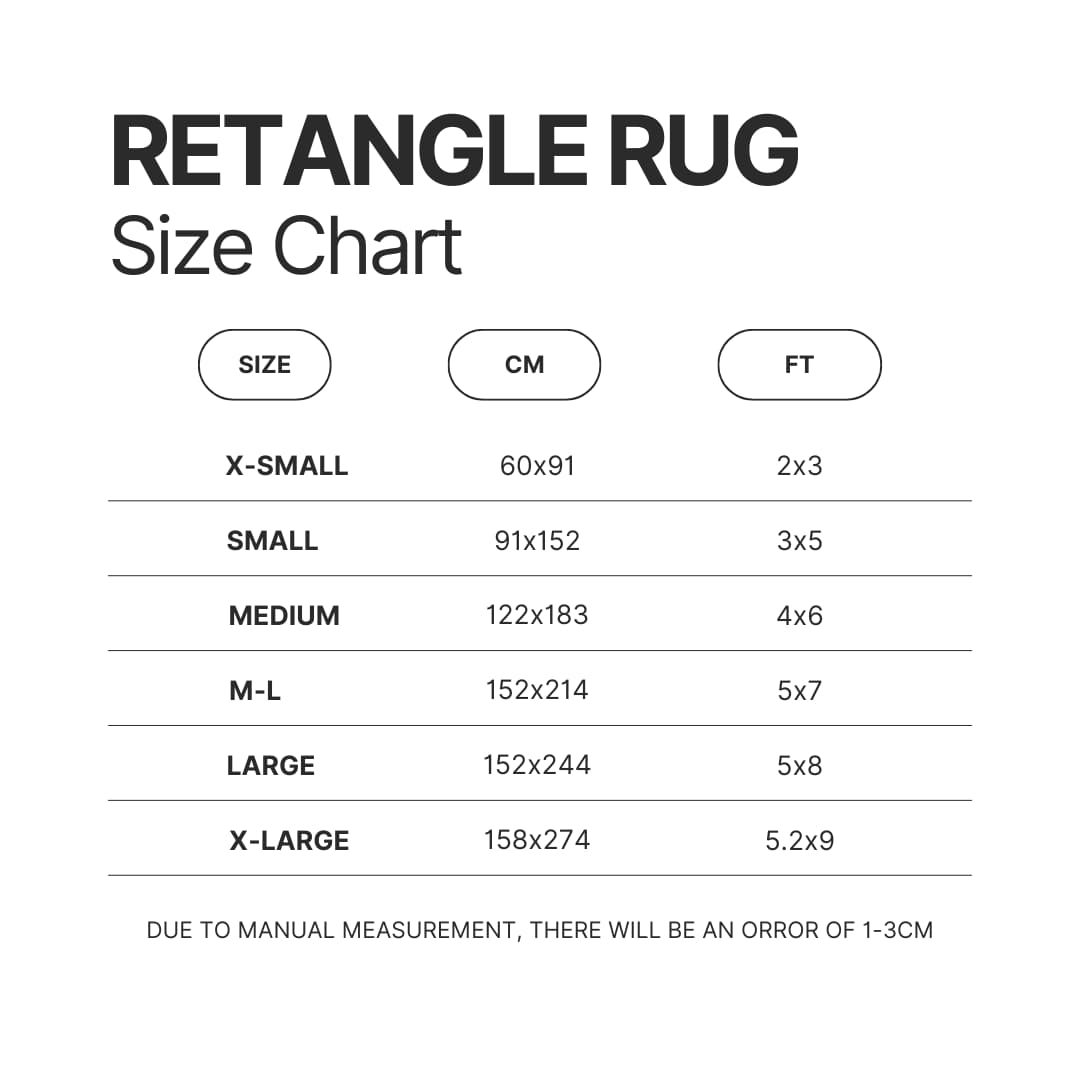 Retangle Rug Size Chart - Digimon Merch