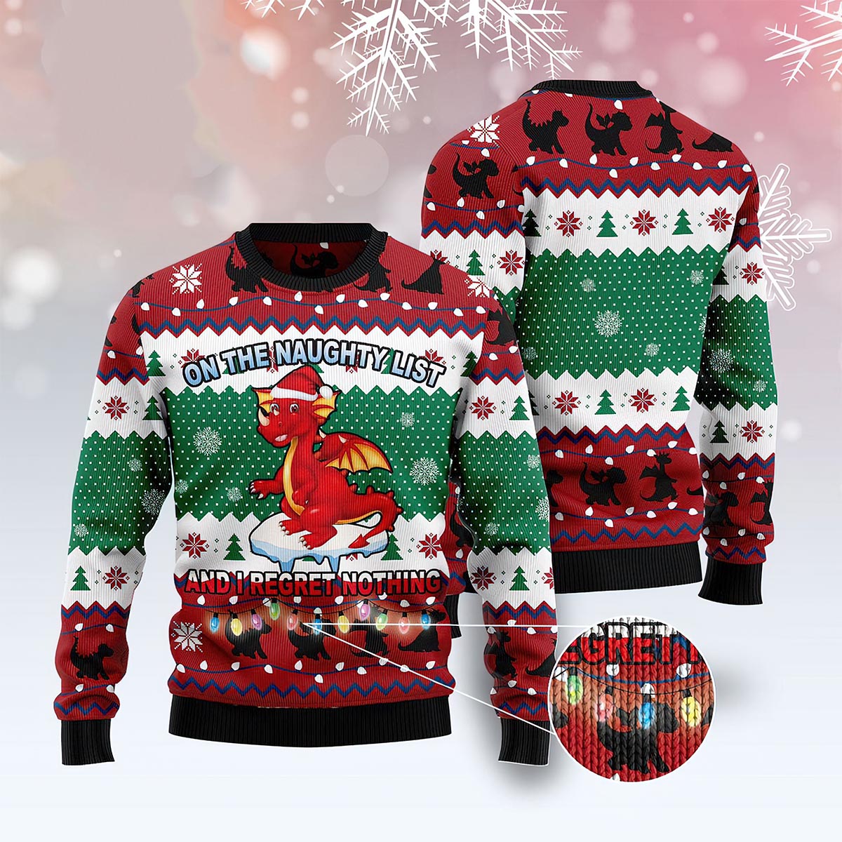 Dragon On The Naughty List Ugly Christmas Sweater - Digimon Merch