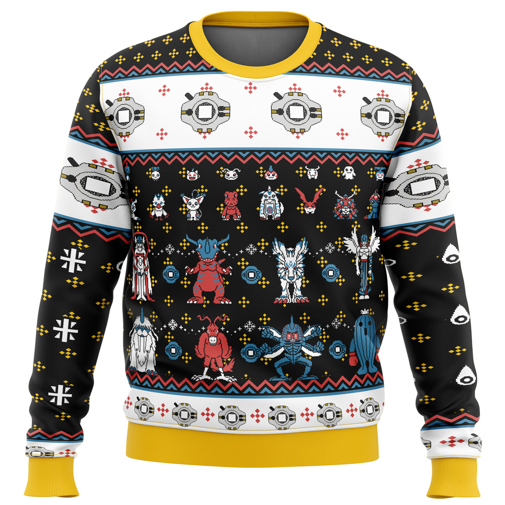 digimon sprites ugly christmas sweater0tsdf - Digimon Merch