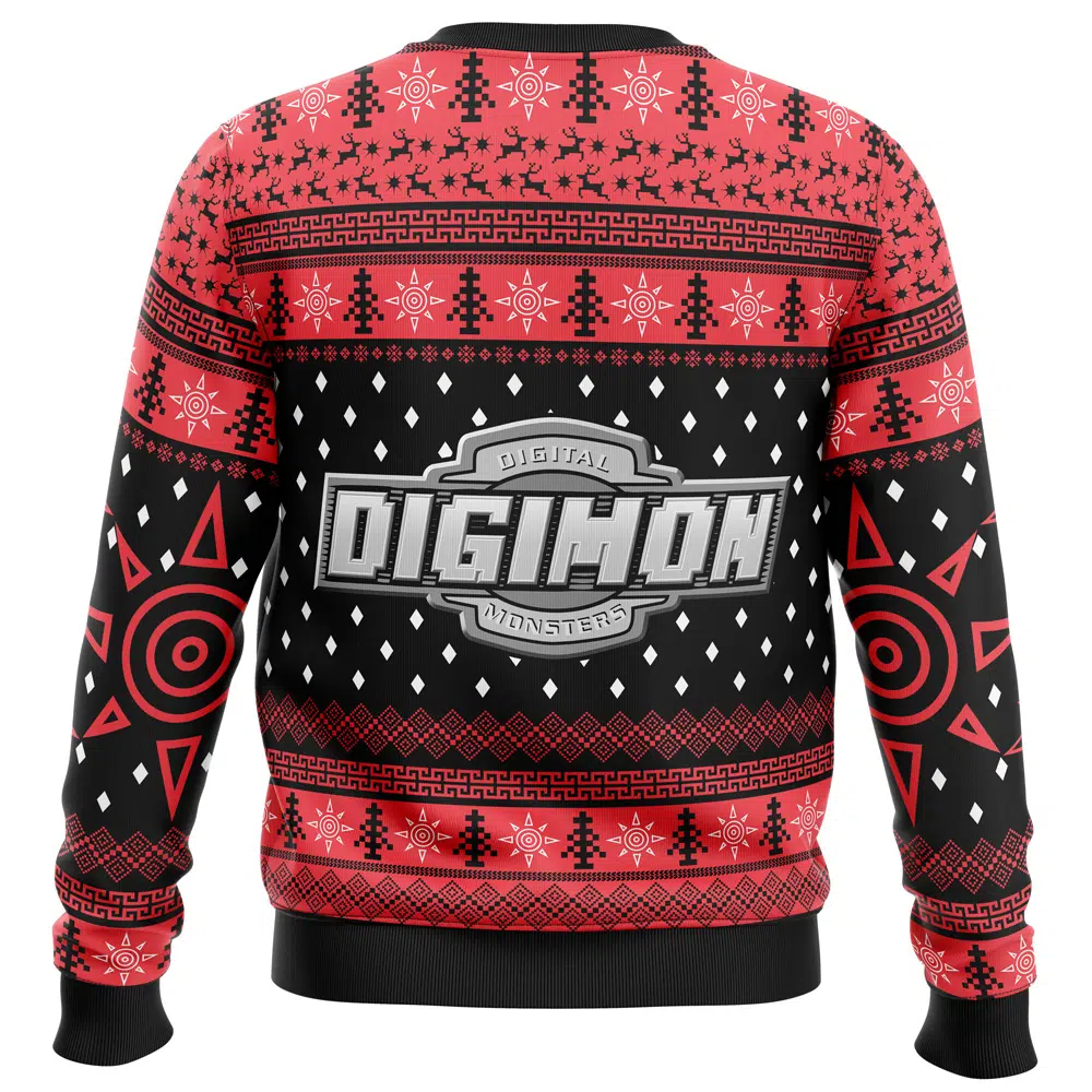 wargreymon digimon ugly christmas sweater fek7n - Digimon Merch